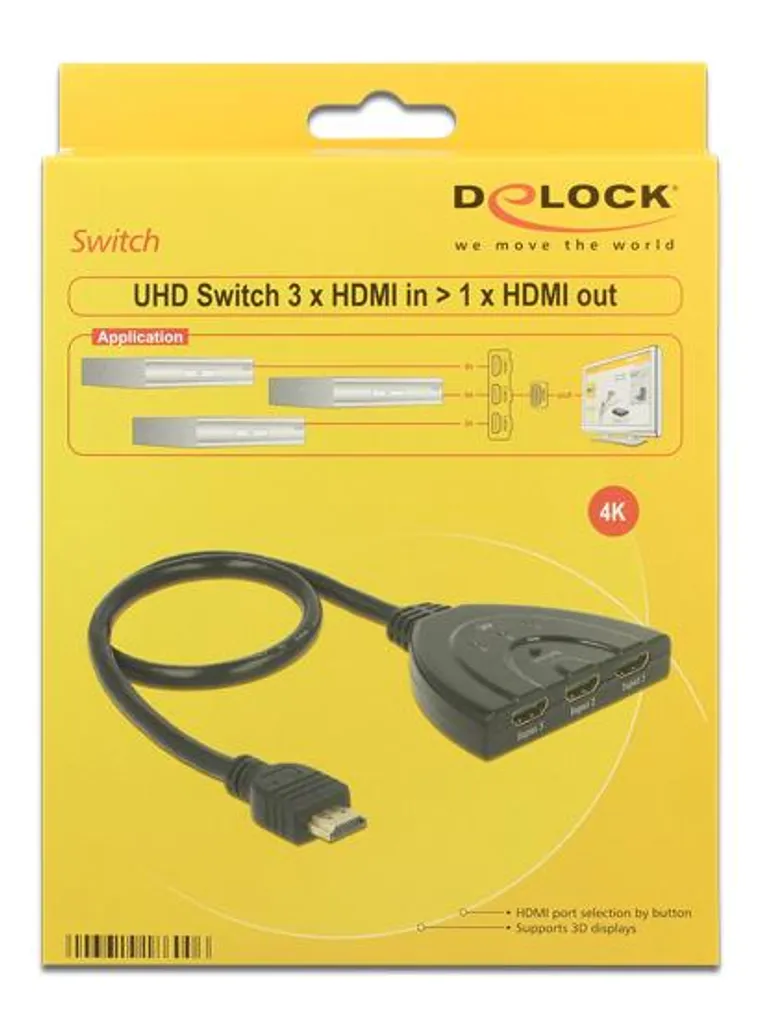 Delock 18600 HDMI Switch 4K - Switch Video 3 Ingressi per Smart Working - 3