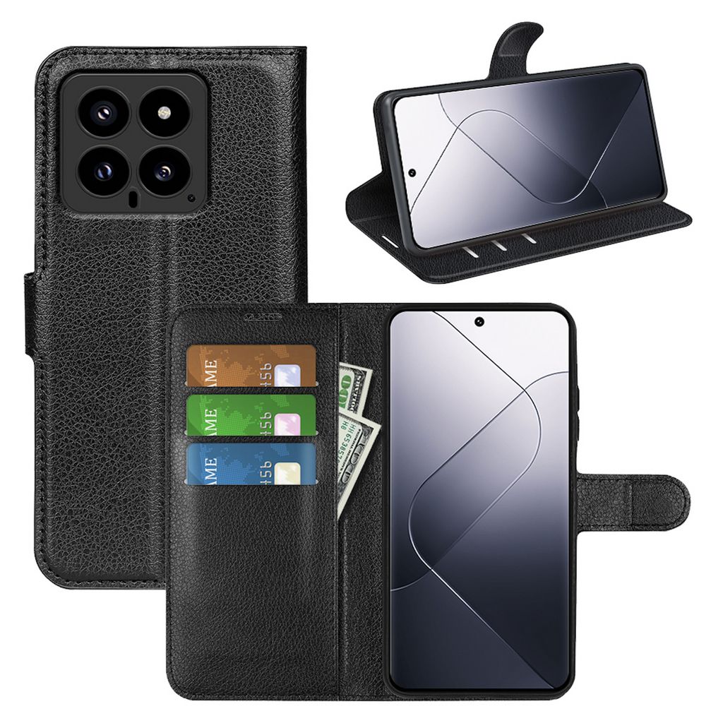 Für Xiaomi 14 Smart Handy Tasche Schwarz Etuis Kunst-Leder Hülle Cover Case Book
