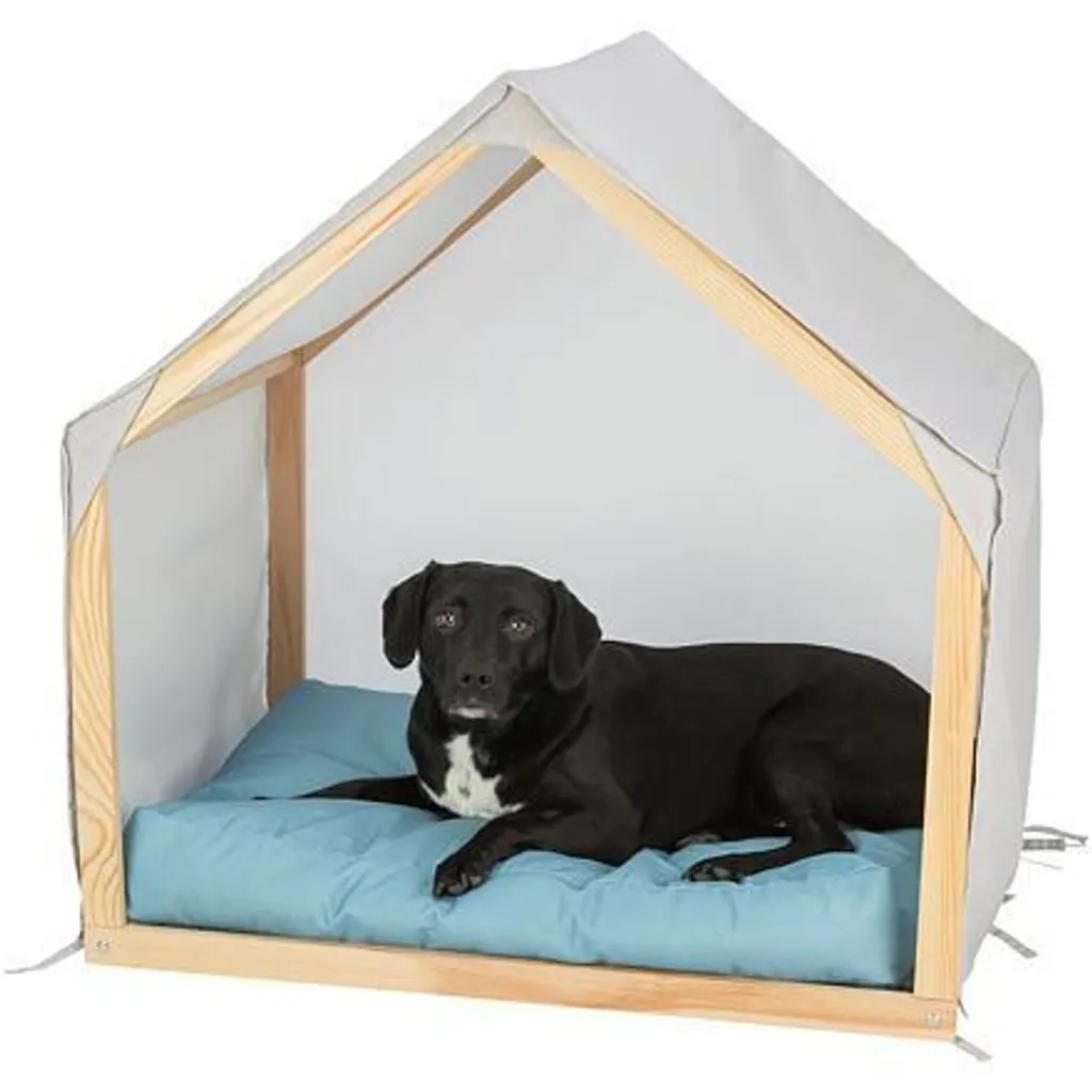 Niche pour Chien Grotte Lias 88x89 cm - Maison de Jardin Sable et Bleu