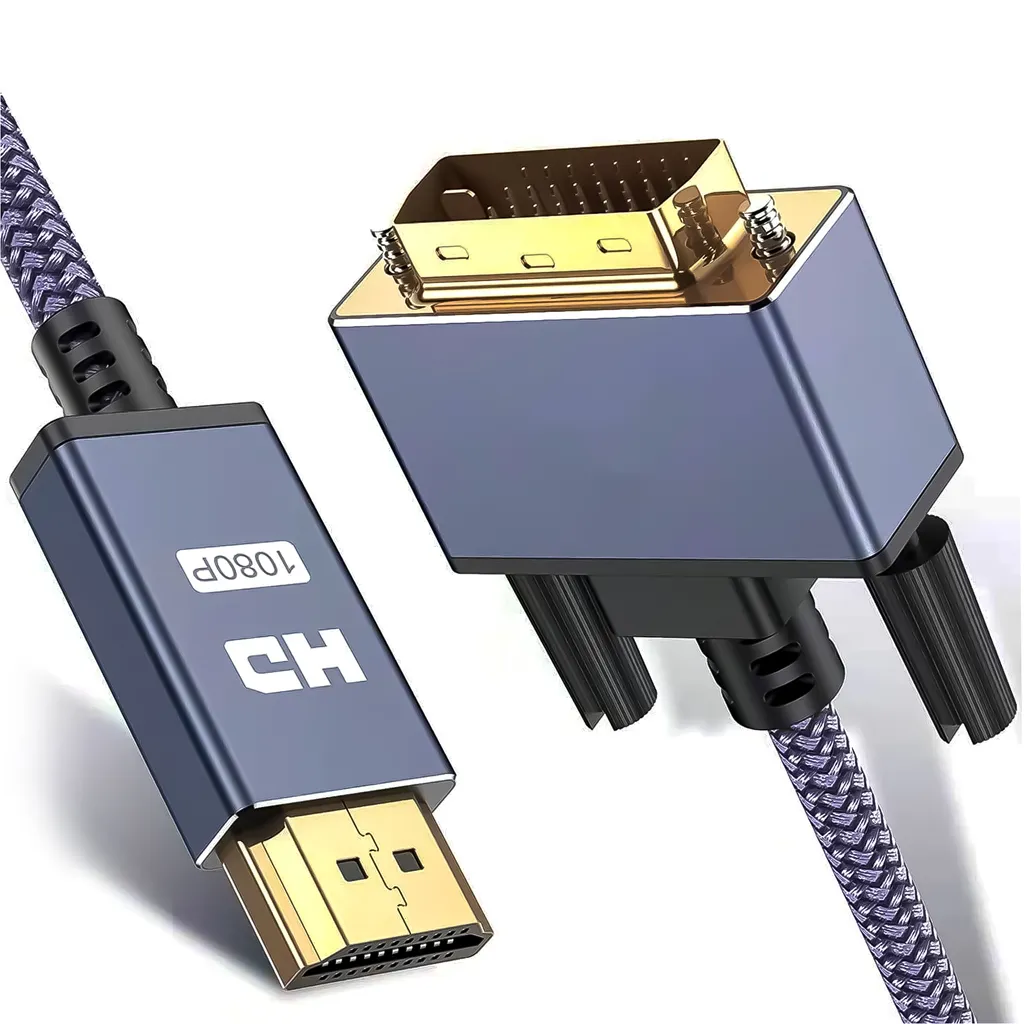 Cavo Adattatore Reagle HDMI-DVI 2M 24+1 - Oro e Nylon