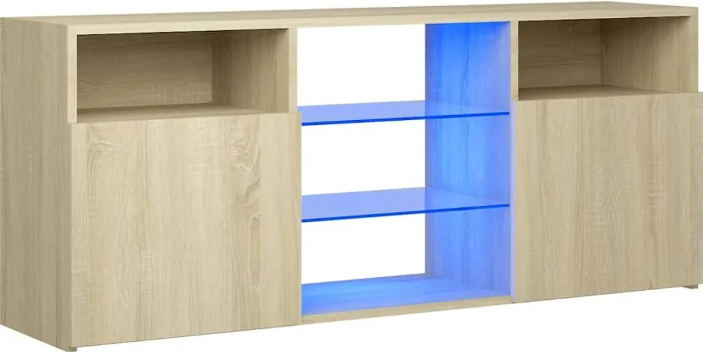SYFAX™ Mobile Porta TV con Luci LED Rovere Sonoma 120x30x50 cm