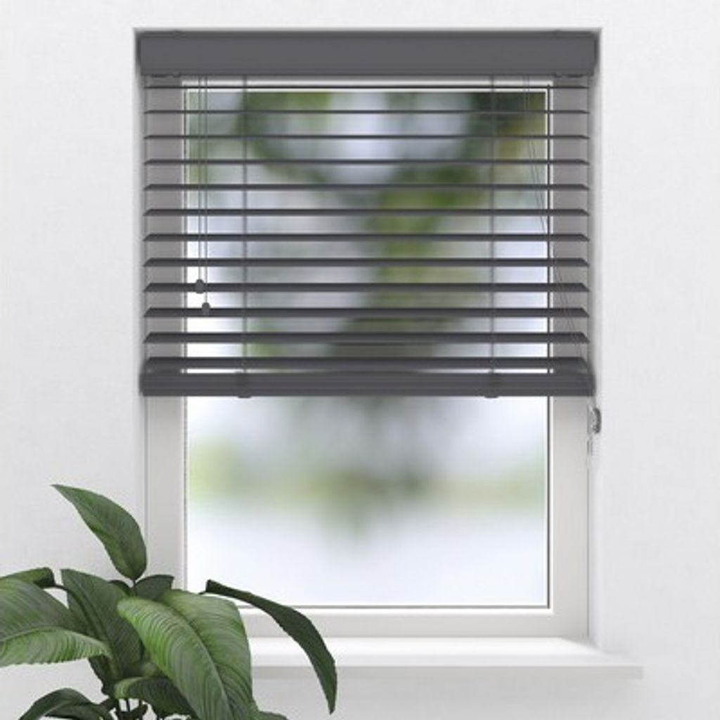 SOLUNA PVC-Jalousie Holzoptik anthrazit 90x130 cm
