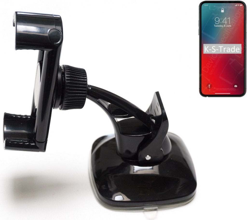 K-S-Trade kompakte Handy-Halterung Windschutzscheibe kompatibel mit Apple iPhone 12 Pro Armaturenbrett schwarz Autohalterung KFZ Halter