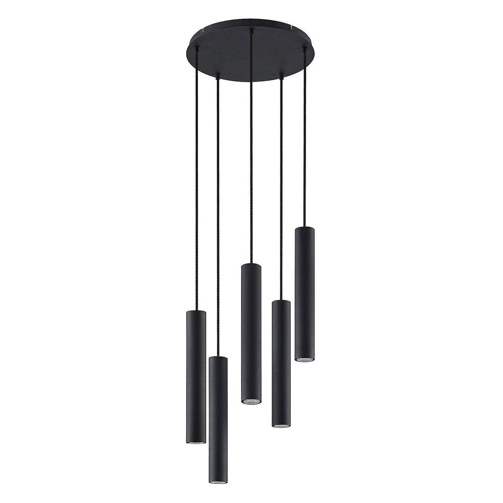 Lindby Hängeleuchte Sanad, Ø 40 cm, 5-flg., schwarz, GU10 Produktbild 
