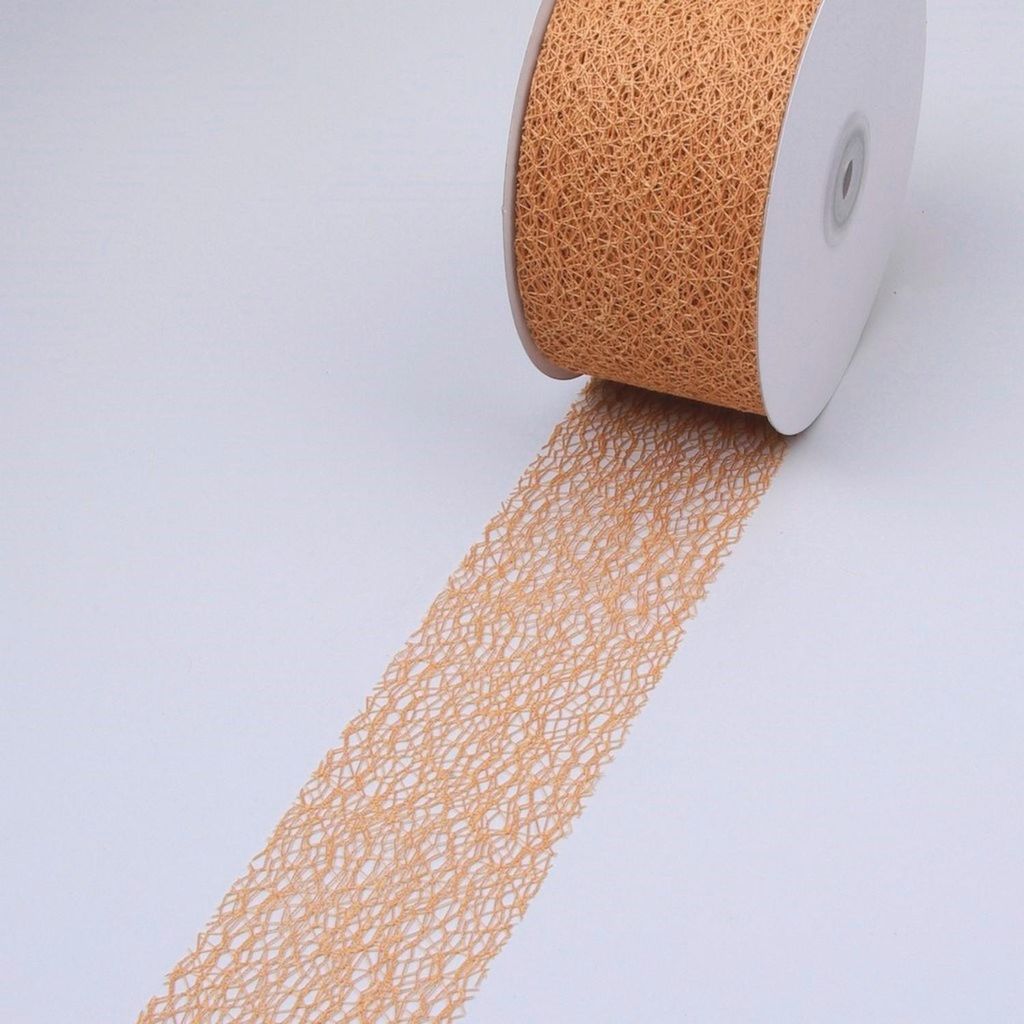 Mesch Dekoband hellbraun - 60 mm breit - Rolle 25 m - 29000-60-25-80