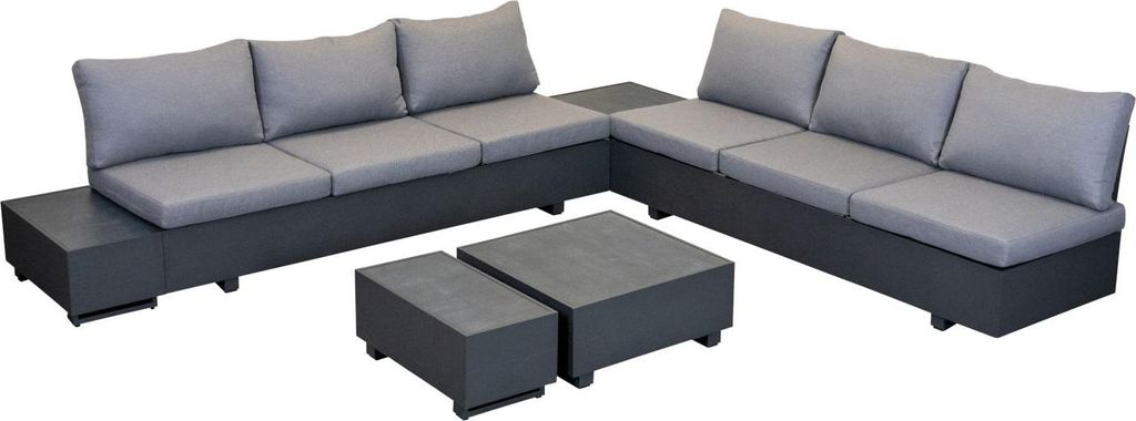 Inko Pasadena 6-teilige Eck-Lounge-Sitzgruppe Aluminium anthrazit mit 4 Tischen