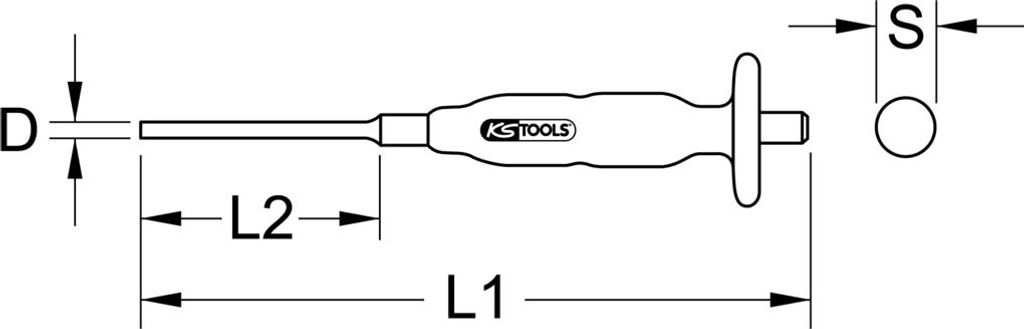 KS TOOLS 156.0026-E Durchtreiber mit Handschutzgriff, rund, Ø 6mm, auf Hänger