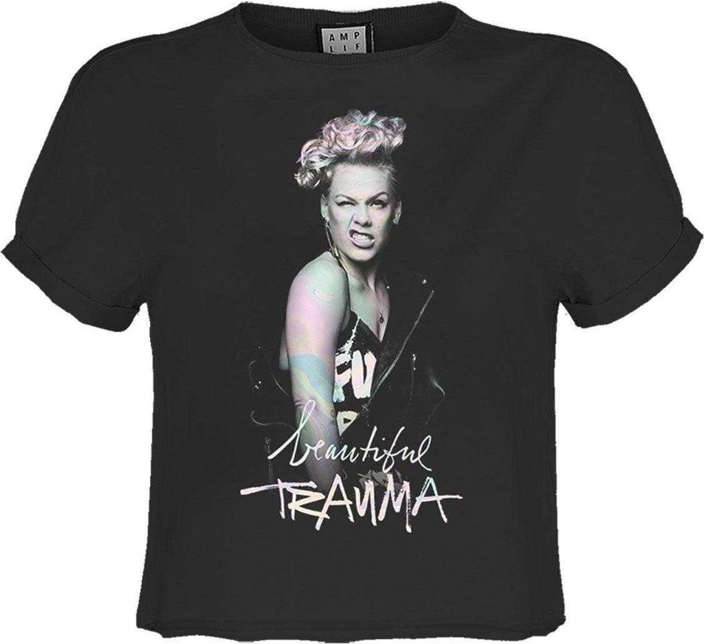 Amplified - "Beautiful Trauma" Kurzes Top für Damen GD4185 (M) (Holzkohle)