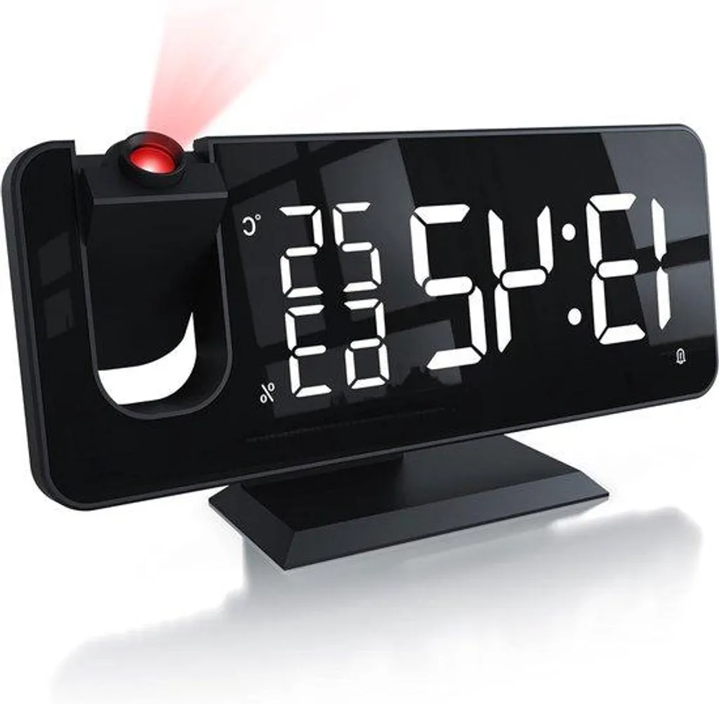 Réveil projecteur avec tuner radio FM et indicateur de température LED