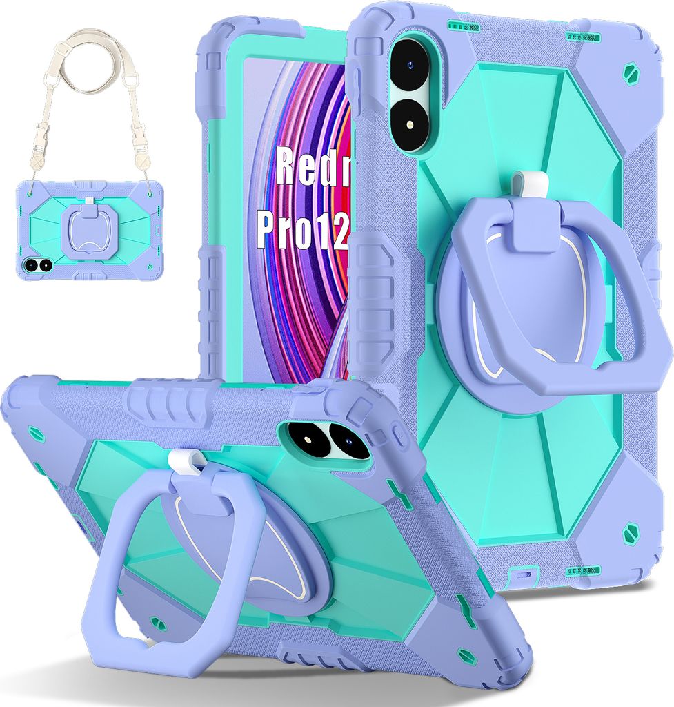 Hülle für Xiaomi Poco Pad / Redmi Pad Pro 5G Robuste Tragbare Schutzhülle mit Ständer, Handgurt und Schultergurt Lila