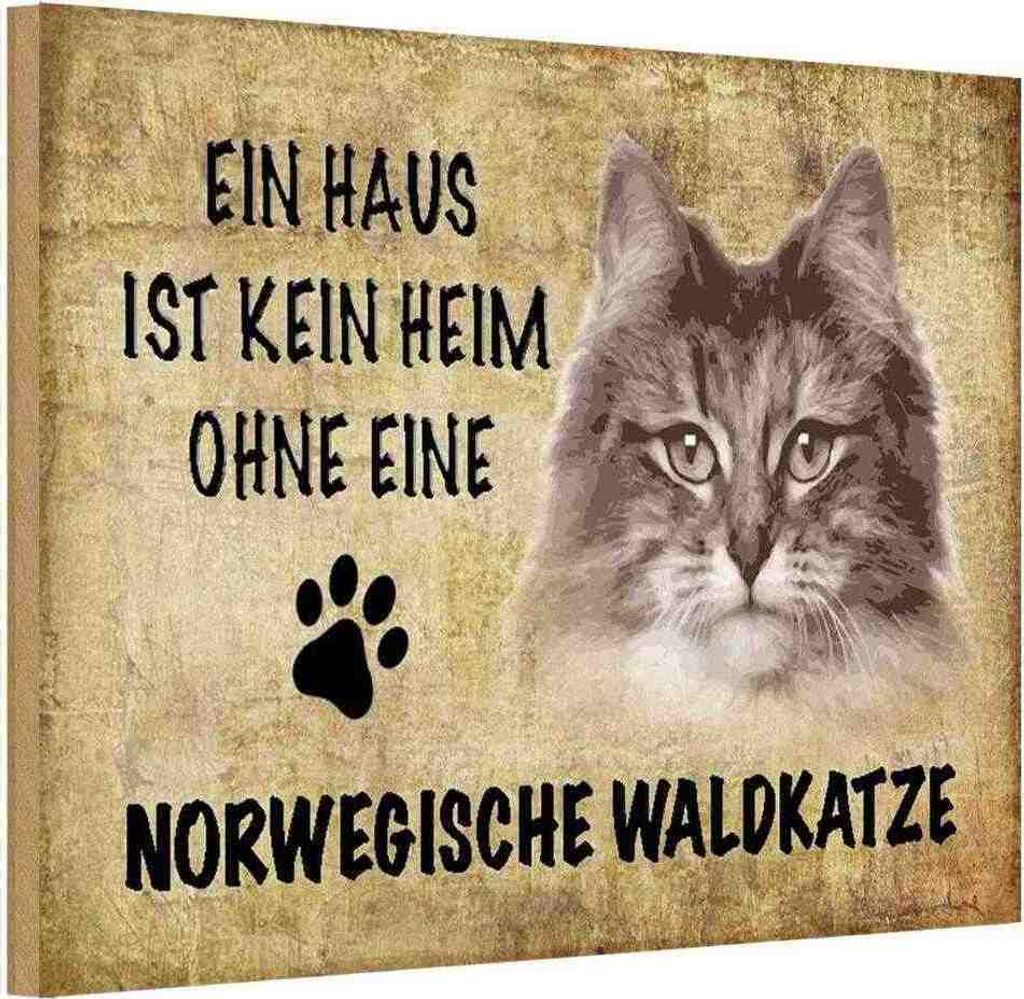 vianmo Holzschild 12x18 cm Norvegische Waldkatze Katze Tier Produktbild 