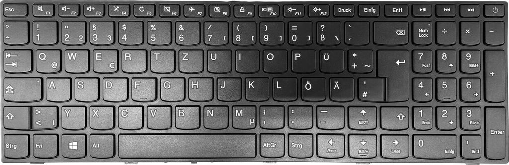 DEUTSCHE-Tastatur Keyboard Schwarz Rahmen kompatibel für LENOVO IdeaPad 110-15ISK (80UD001YGE)