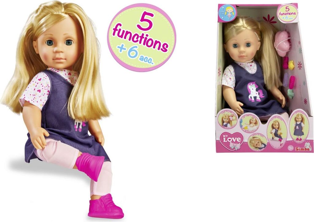 A doll and its packaging are shown against a white background.
