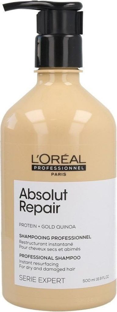 A bottle of L'Oréal Professionnel Absolut Repair shampoo.
