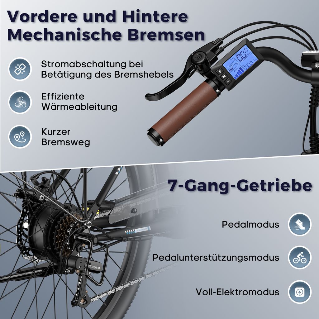 E-Bike 26 Zoll bis zu 160 - 200 km Wasserdicht IP54 Produktbild 9
