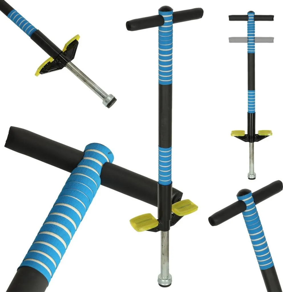 Pogo Stick Réglable Bleu - Bâton Sauteur Enfant avec Ressort Renforcé