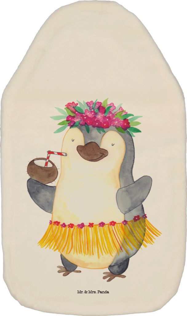 Mr. & Mrs. Panda Wärmflasche Pinguin Kokosnuss - Weiß - Geschenk, Hawaii, Flauschige, Urlaub, Erholt, Ferien, Wärmflaschen, gummi, Wärmekissen,...