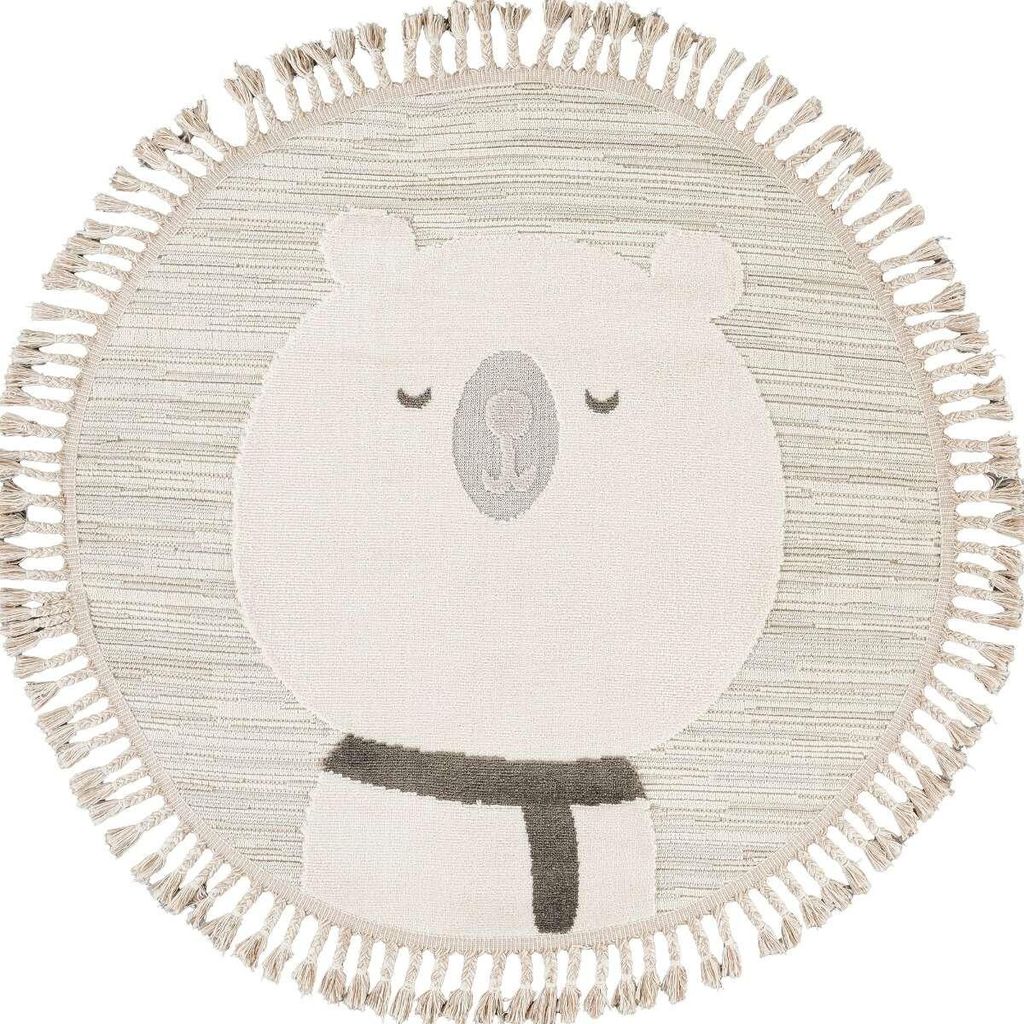 Kinderteppich mit Struktur weißer Bär 130x130