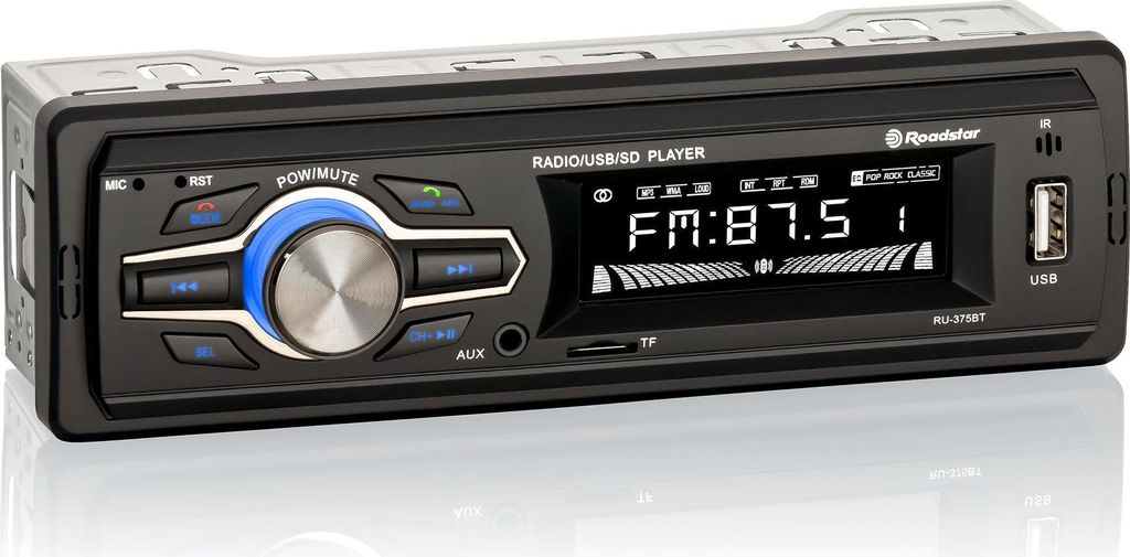 Roadstar RU-375BT, Černá, 1 DIN, 72 W, 4.0 kanály/kanálů, Obrázek produktu 
