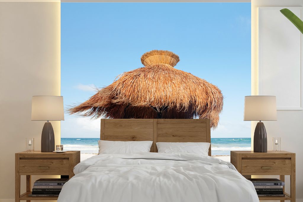 MuchoWow Fototapete für Wohnzimmer oder Schlafzimmer Wandtapete Vinyl Motivtapete Sandstrand bei Tulum in Mexiko - 300x300 cm - Wanddekoration
