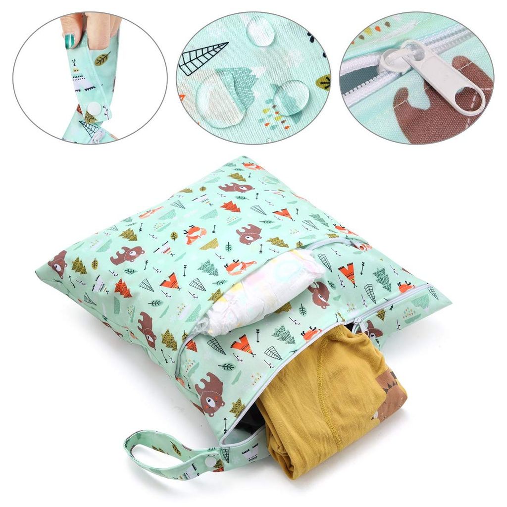 Wasserdichte Reißverschlusstasche Wickeltasche für Babyzubehör wie Windeln waschbar und wiederverwendbar Beige 
