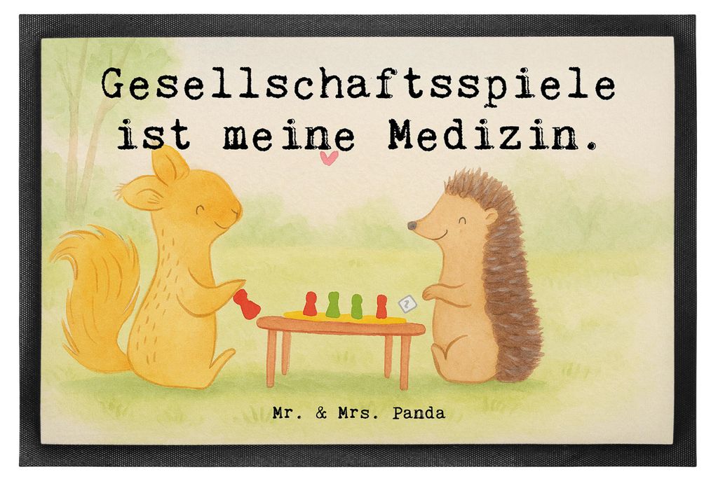 Mr. & Mrs. Panda Schmutzmatte Eichhörnchen Gesellschaftsspiele Design 40 x 60 cm - Weiß - Geschenk, Spieleabend, Spielen, Schuhabstreifer, Schmut...