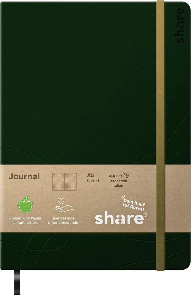 Carnet de notes A5 vert à pointillés journal de partage Y-07-07-14 chic