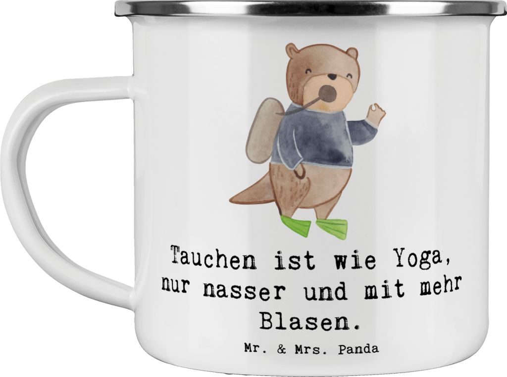 Mr. & Mrs. Panda Pott Tauchen Yoga - Weiß - Geschenk, Teamsport, Kaffeepott, Unterwasserwelt, Meditation, Sportler, Teetasse, becher emaille, Tauc...