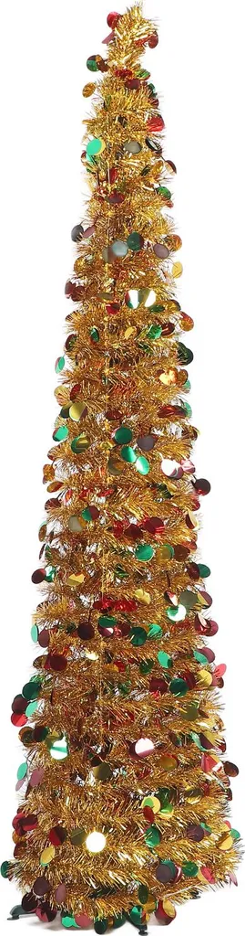 Sapin de Noël Pop Up 9 pieds pliable en PET à paillettes Or multicolore