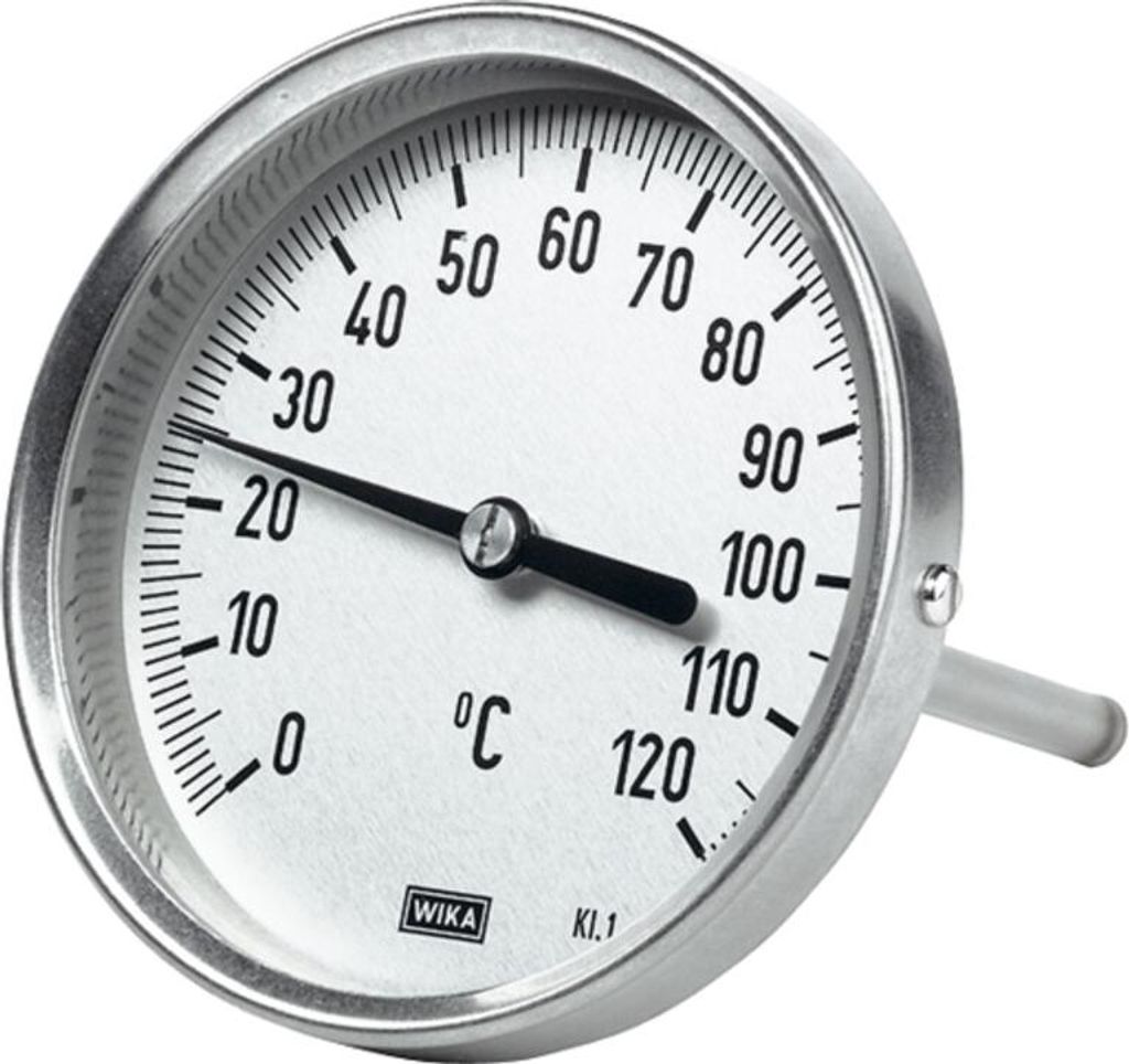 Riegler Bimetallthermometer, hochw. Ausf., L1=100/L2=80, Ø 63, 0°C bis 120°C
