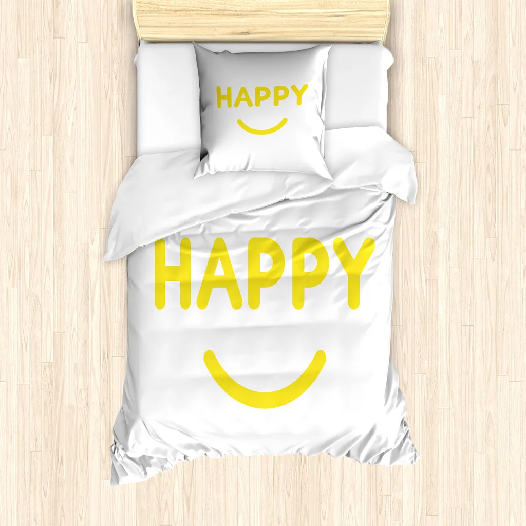 Completo Copripiumino 135x200 Giallo Bianco ABAKUHAUS - Design Moderno