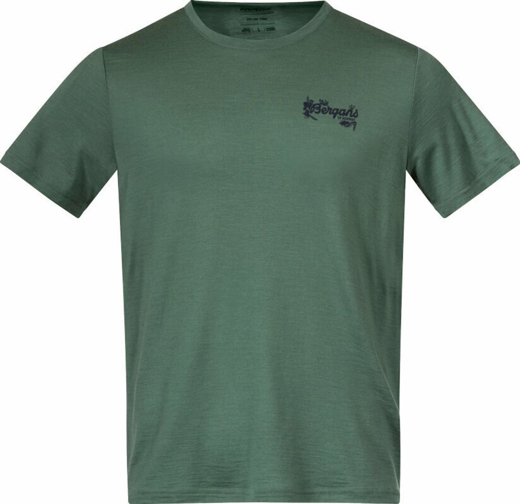 Bergans Graphic Wool Tee Men Dark Jade Green/Navy Blue L T-Shirt