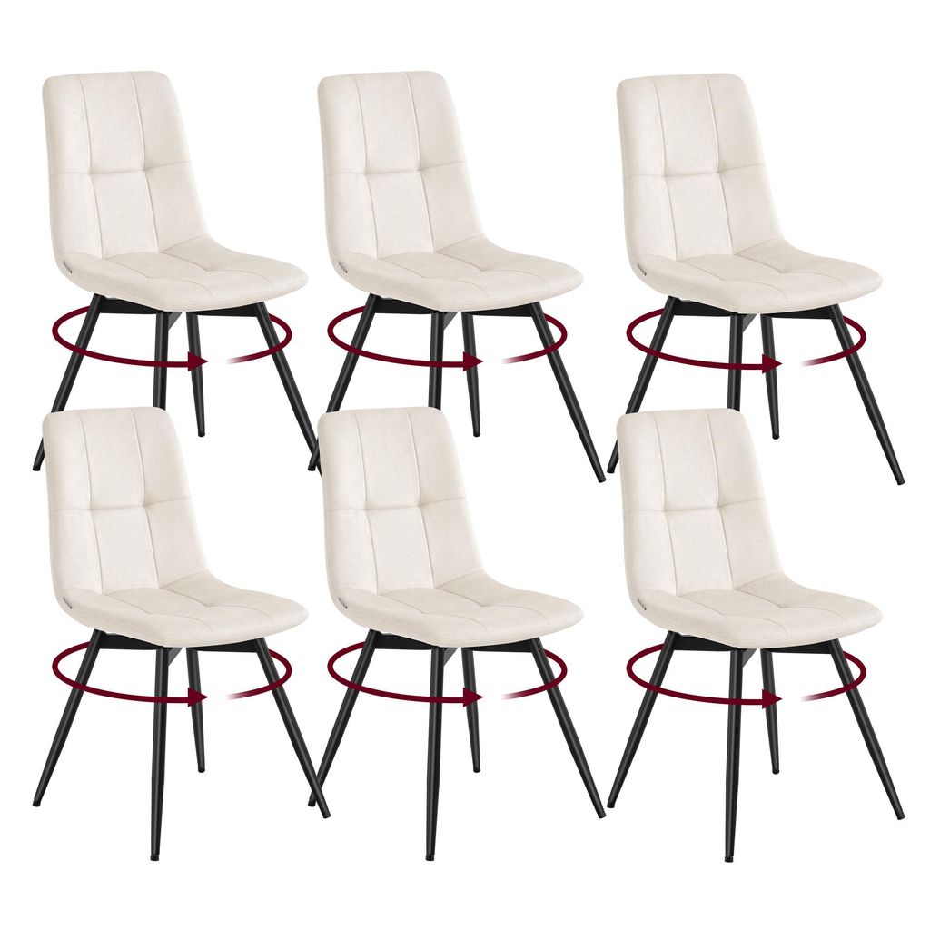 VASAGLE Drehbare Esszimmerstühle 6er Set, Ergonomische Produktbild 