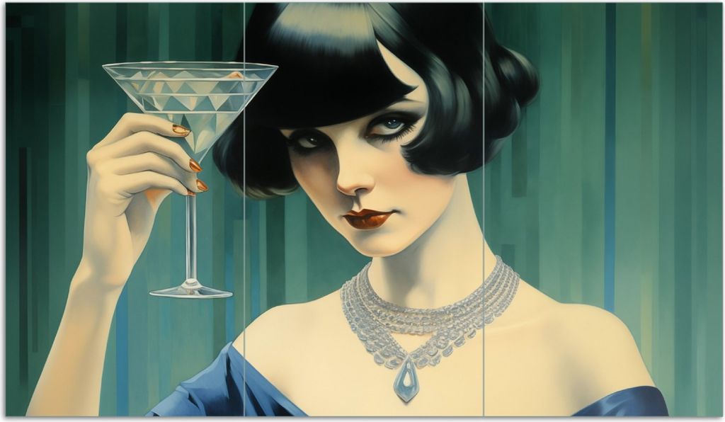 Wallario Herdabdeckplatte aus Glas, Größe 90 x 52 cm 3-teilig, Motiv Cocktailabend