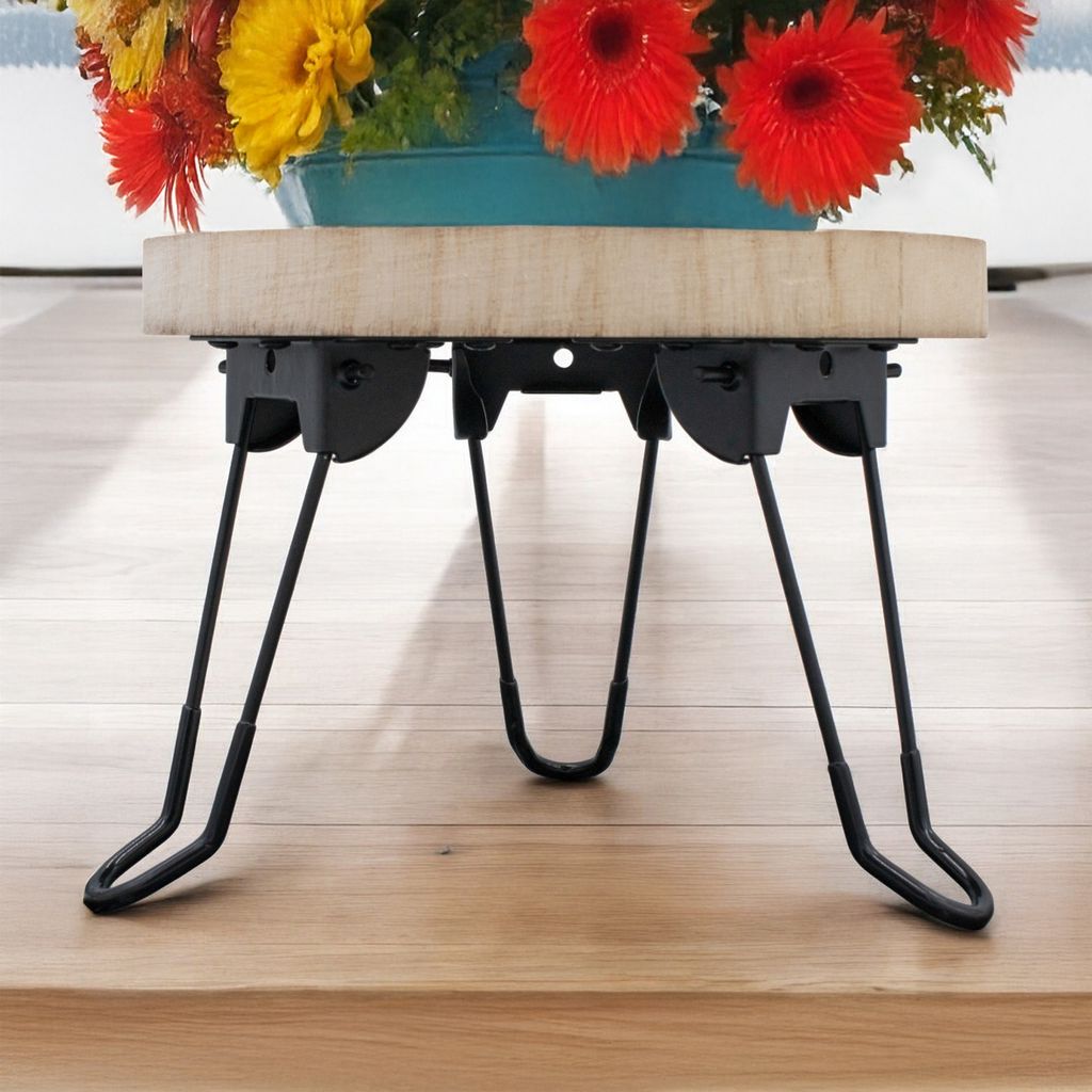 Holz Blumentopfständer - Tisch mit Baumscheibe - Blumen Produktbild 5