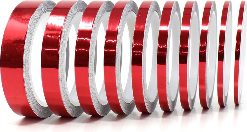8,5m Zierstreifen 8mm Chrom Rot Auto Motorrad Dekorstreifen Seitenstreifen