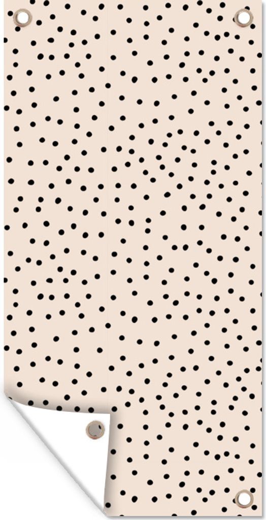 MuchoWow 30x60 cm Outdoor-Poster Gartendeko Sichtschutz Garten Poster für den Garten Polka dot - Beige - Schwarz