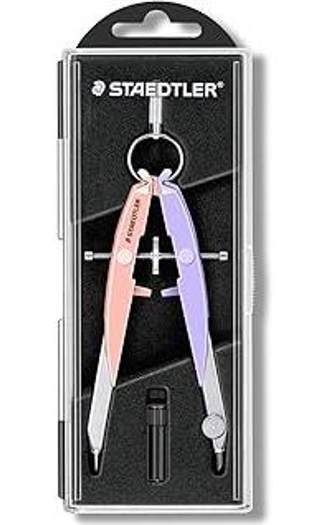 STAEDTLER Mars Comfort 556 Zirkel, hohe Qualität mit Spindelführung Mitteltriebspindel, exakt und präzise, pastell-pink und pastell-lavendel, st...