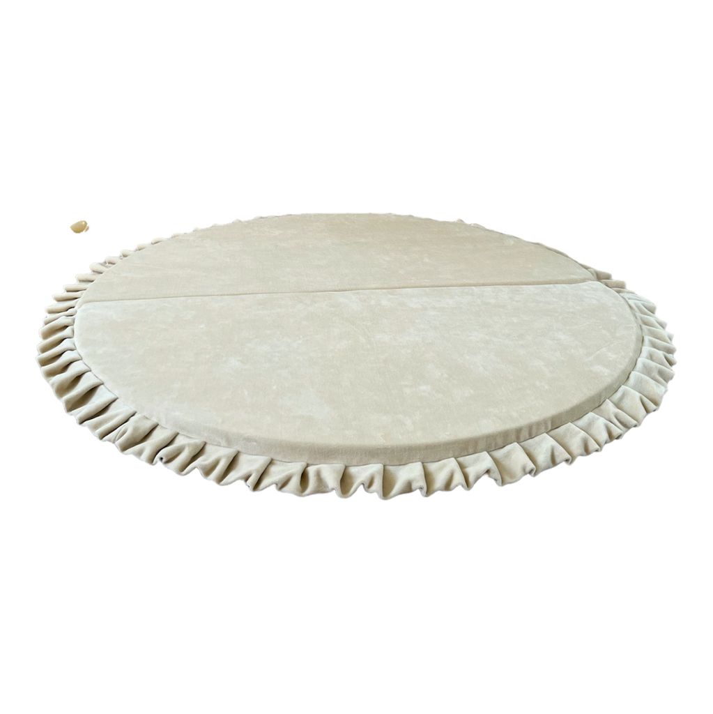 Monio for Kids - Cremefarbenfarben Runde XXL Spielmatte aus Weicher Samt Kinder abnehmbarem Bezug Babyspielmatte Kuschelmatte Waschbar Kinderzimmer