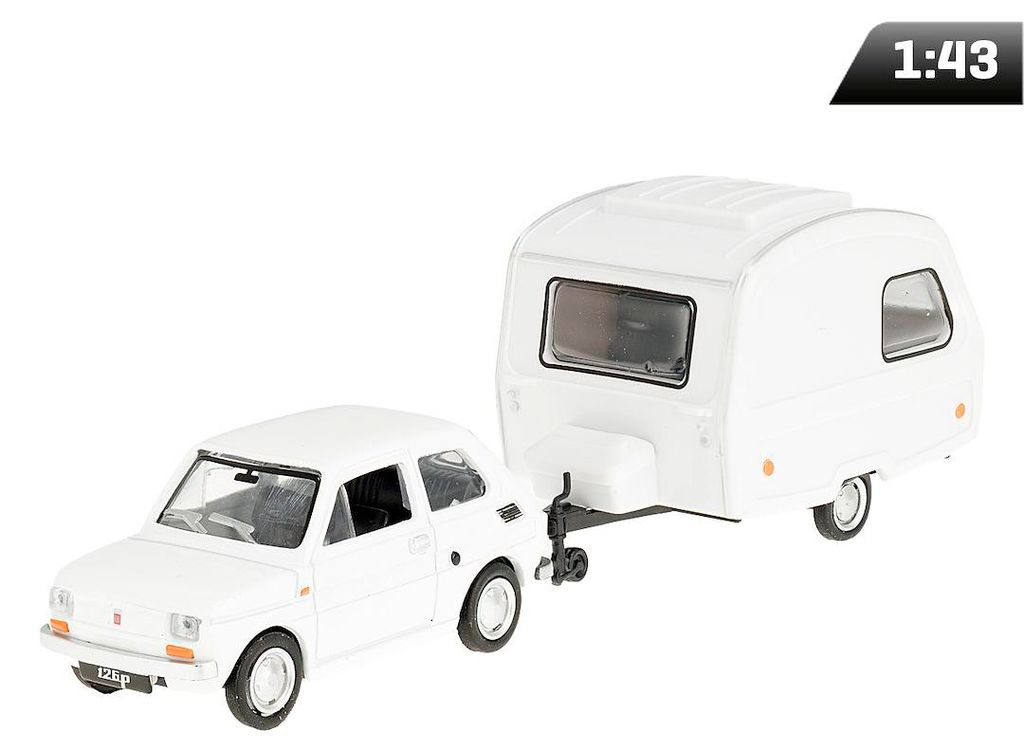Model 1:43: Fiat 126p met aanhanger "Niewiadów Camping", Productafbeelding 