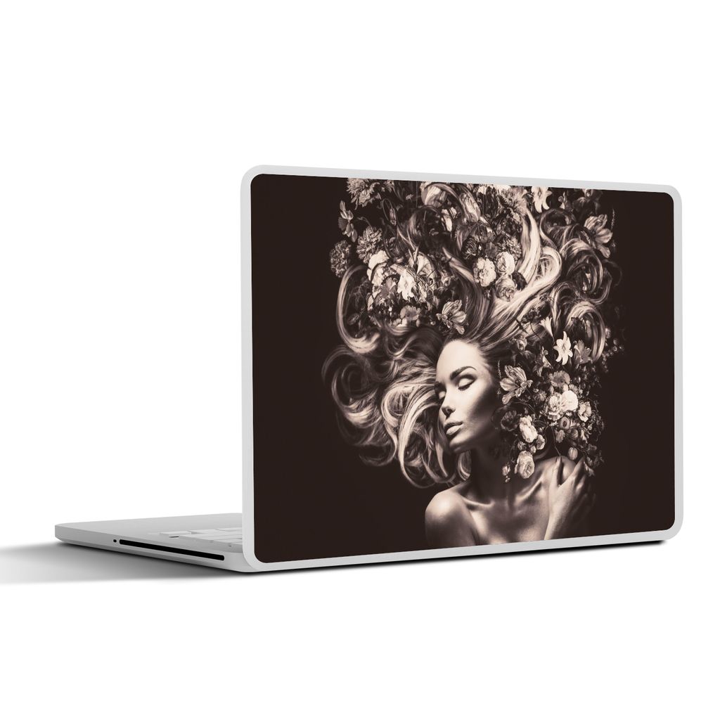 MuchoWow Laptop Aufkleber Sticker Cover Blumen - Frau - Natur 30x21 cm - Sticker für Laptop - Selbstklebend