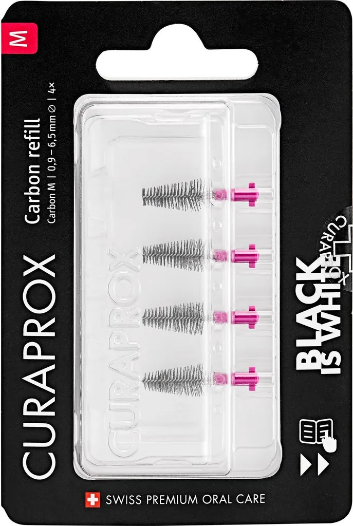 Curaprox CPS Carbon Taille M Brossettes Noires au Charbon Actif - Lot de 4