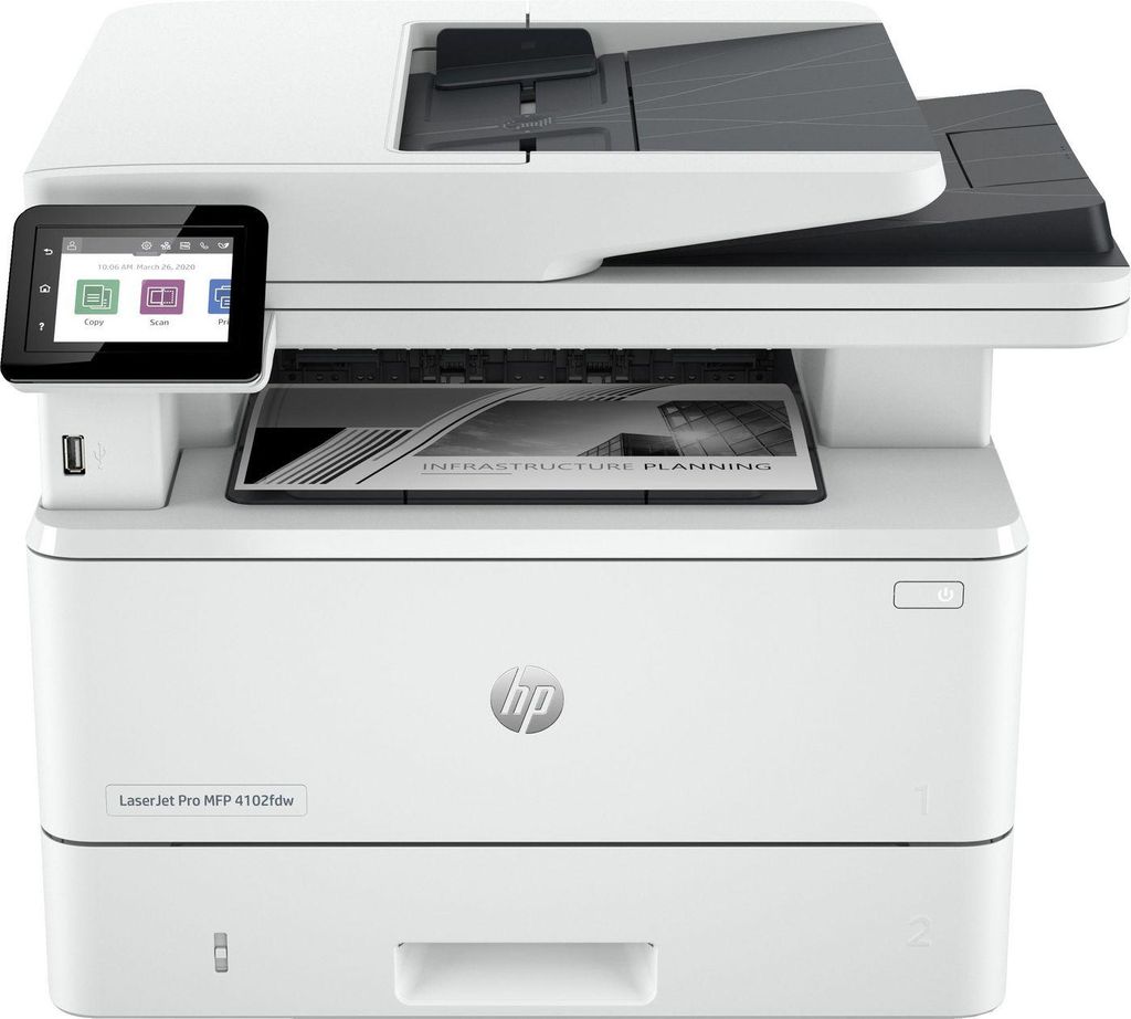 HP Laserjet Pro Mfp 4102Fdw Drucker, Mono, für KMUs, Drucken/Kopieren/Scannen/Faxen, WLAN, Instant Ink, 2Z624F