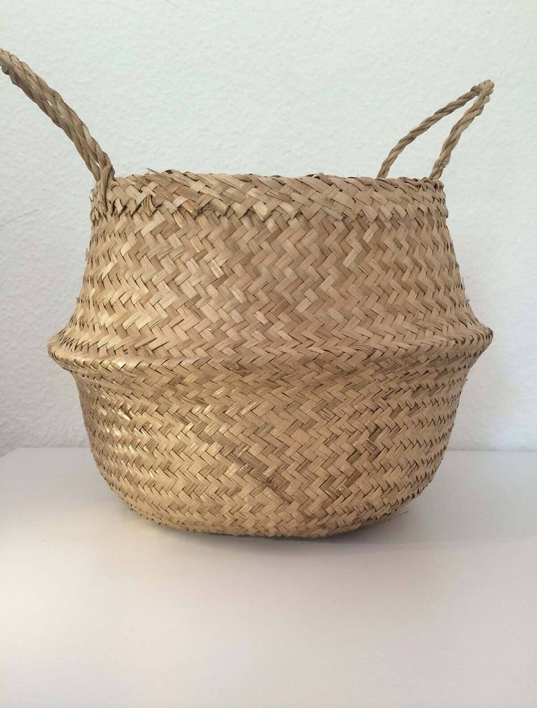 Seegras-Korb Flecht-Korb Einkaufs-Korb Einkaufs-Tasche Aufbewahrung 'New Design', Farbe:gold-natur