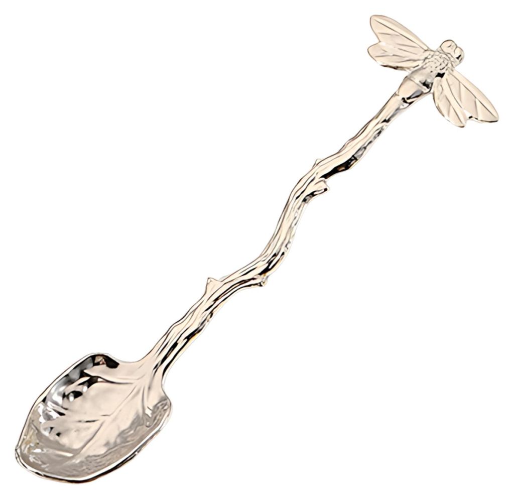 Blattförmiger Kaffeelöffel aus Metall mit Libellengriff, oxidationsbeständige, glatte Oberfläche, eleganter Kaffeerührer