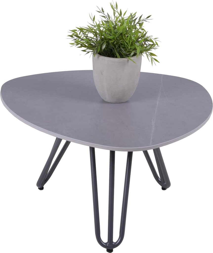 Gartentisch KALLE - Aluminium, gesinterter Stein, Grau, 68x68x39cm | Terrassentisch Wetterfest Outdoor Tisch