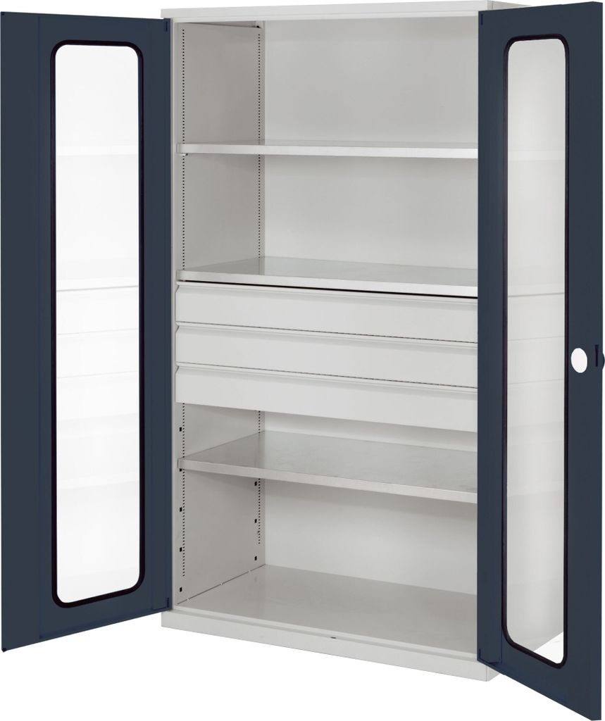 Kappes RasterPlan Großvolumenschränke 1950x1130x590mm Sichtfenstertüren Modell 4 anthrazitgrau