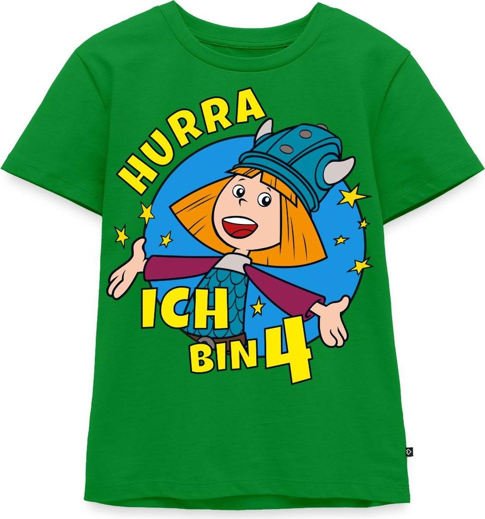 Spreadshirt Wickie Und Die Starken Männer 4. Geburtstag Kinder Premium T-Shirt, 98/104 (2 Jahre), Grün