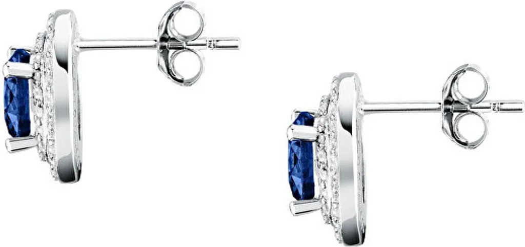 Boucles d'oreilles argent anti-allergie et zircone bleue durable