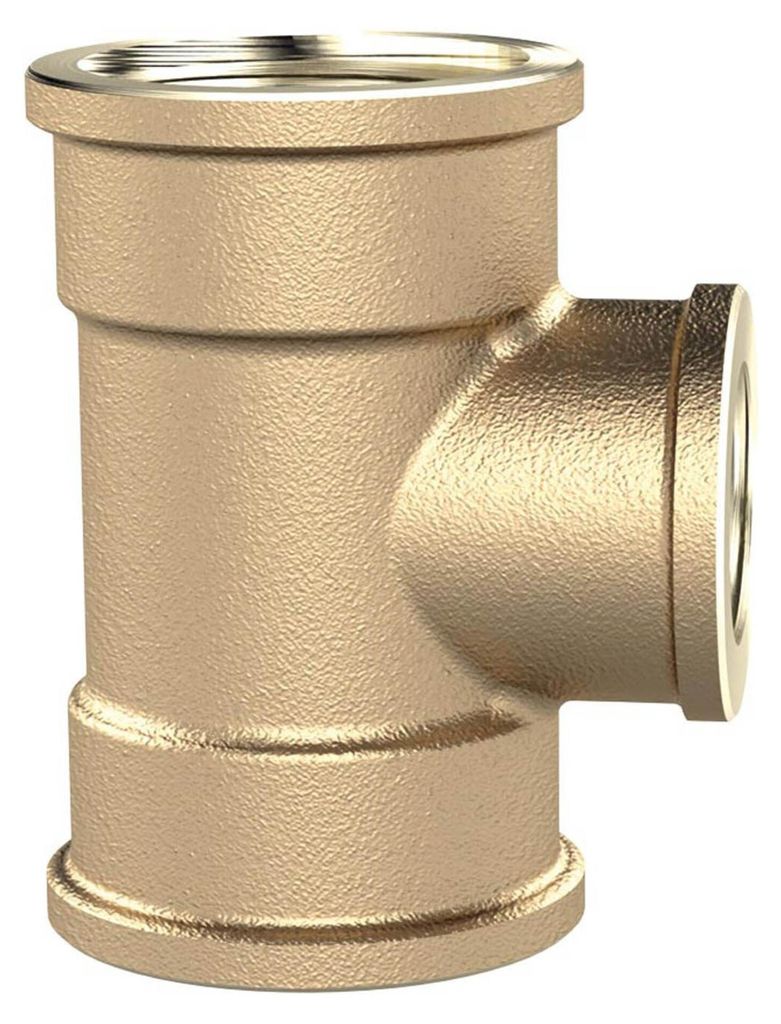 Riegler T-Reduzierstück, 3xIG, 2xG1i, Abgang G3/4, Druck 16 bar, MS blank